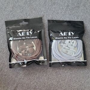 Elastic No Tie Laces Brown & White